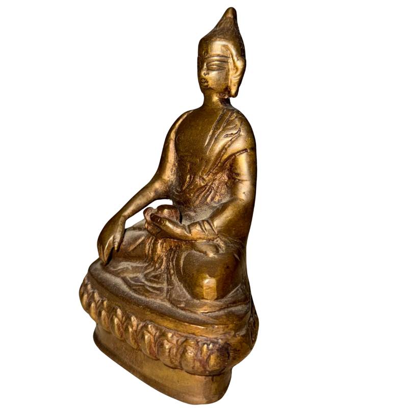 Spiritueel altaarstuk uit Klein Tibet van gepatineerd brons
