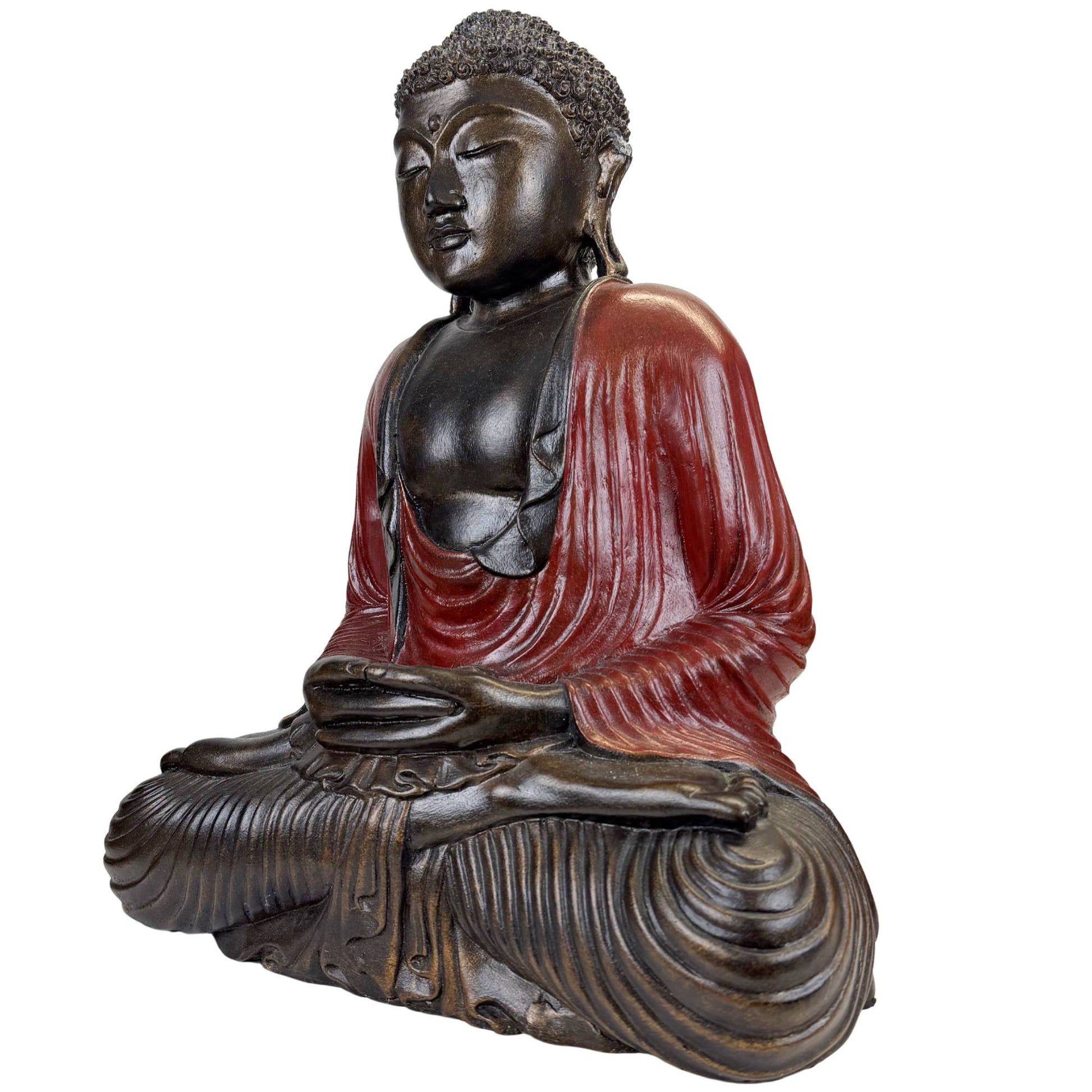 Spiritueel resin boeddhabeeld geïnspireerd op traditionele Aziatische kunst en tempelbeelden