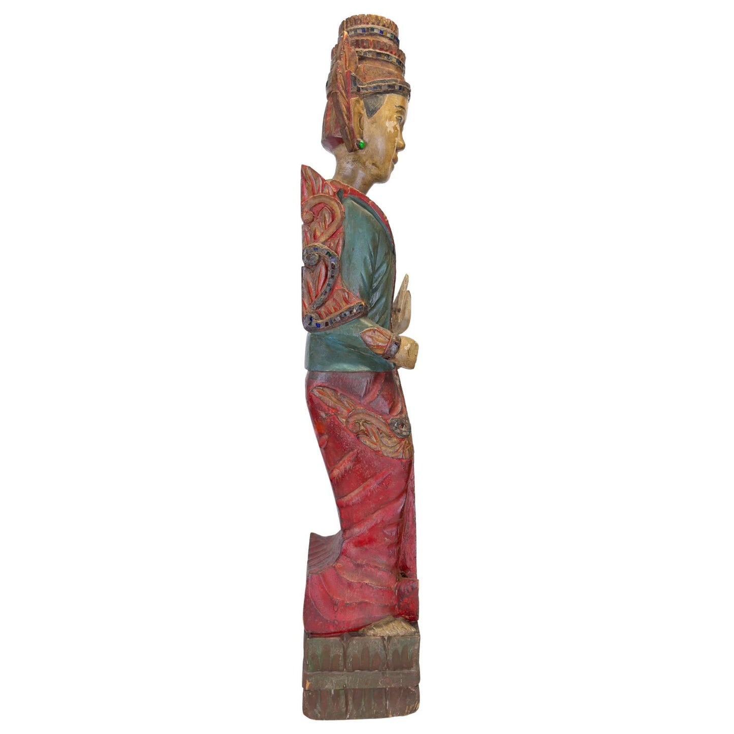 Spirituele beschermfiguur uit Myanmar met originele polychromie