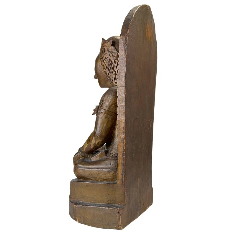 Sri Devi figuur hout handwerk met oude vergulding detail