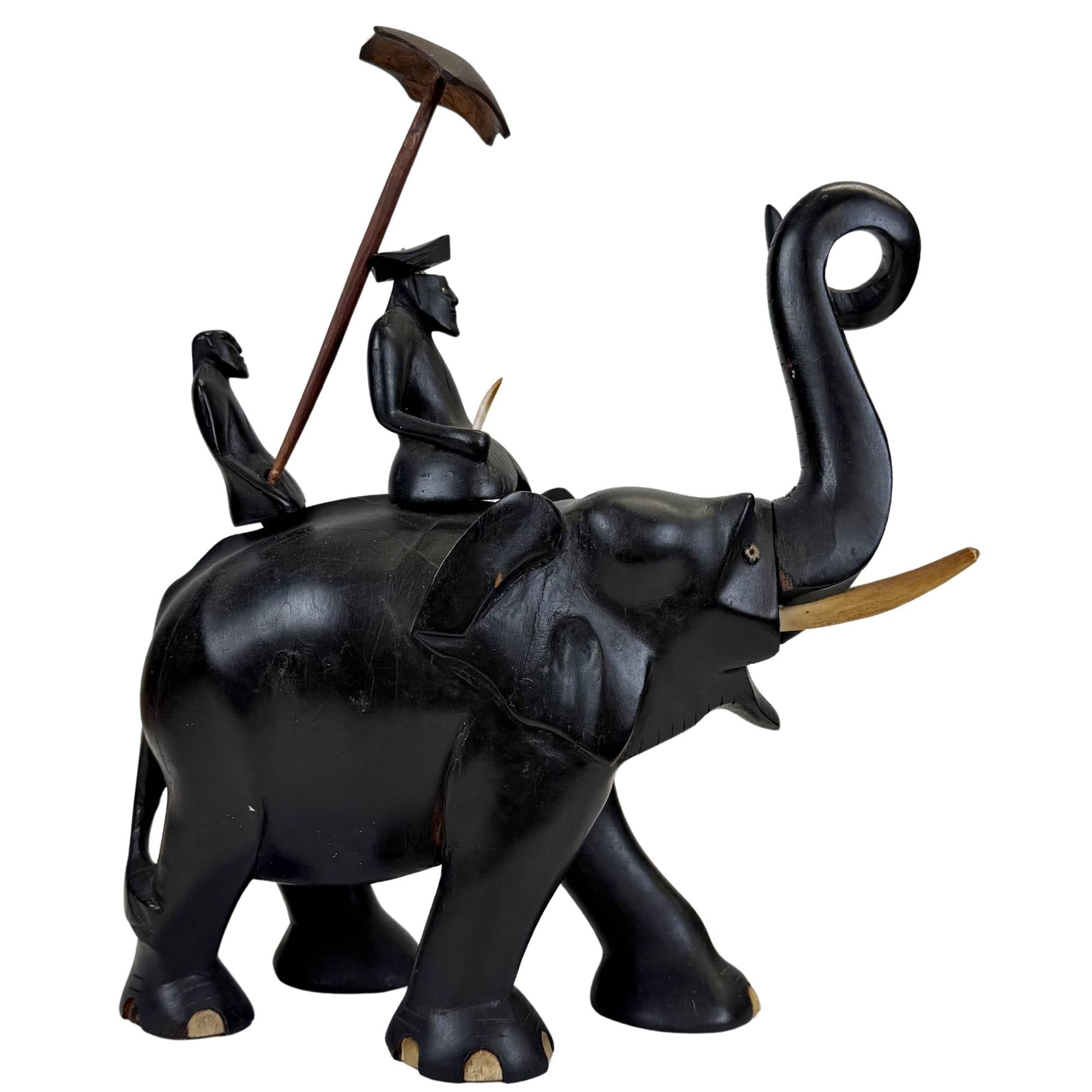 sri lanka koloniaal ebbenhouten olifantenbeeld sculptuur