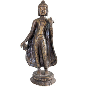 De Leraar van Compassie – Groot Bronzen Beeld van de Staande Boeddha – Nepal – 27,5 cm