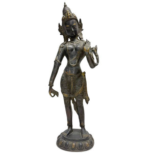 Staande Tara – Oud Bronzen Beeld, Himalaya, 18e–19e eeuw