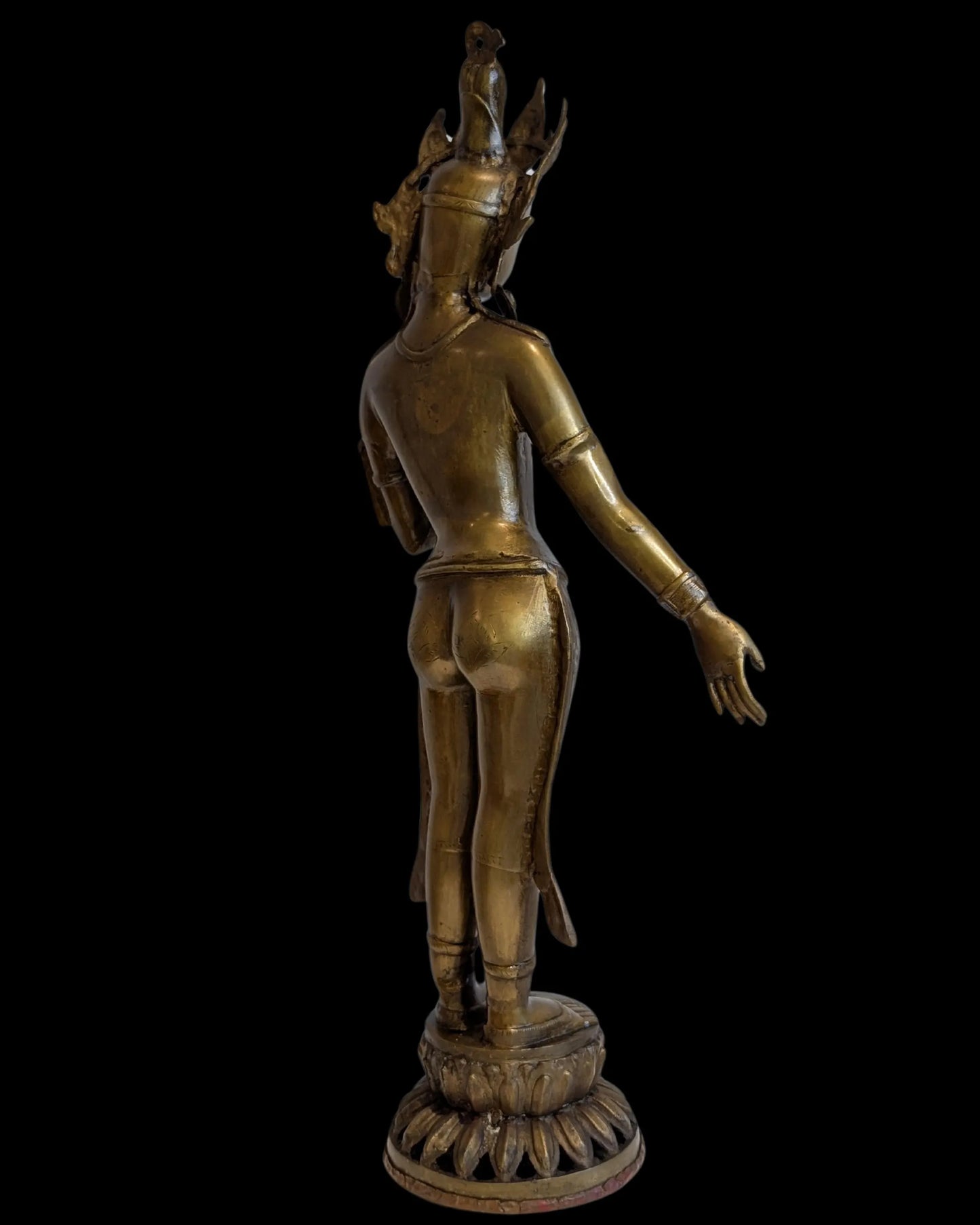 staande Tara bronzen beeld Himalaya stijl met kroon en sieraden