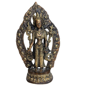 Staande Tara – vuurverguld bronzen beeld, Tibet of Nepal, ca. 18e–19e eeuw