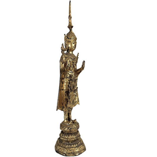 Staande Thaise Boeddha met Abhaya Mudra als symbool van bescherming en rust