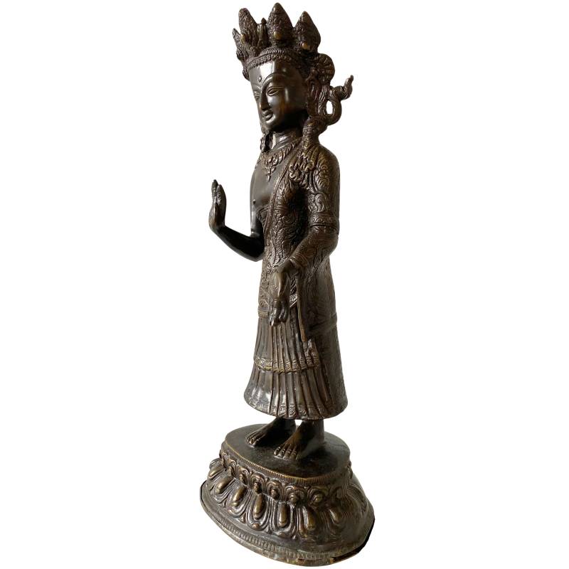Standing Dipankara Buddha – Bronze, Himalayan Style, 43 cm – three-quarter front view