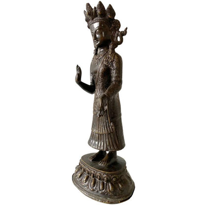 Standing Dipankara Buddha – Bronze, Himalayan Style, 43 cm – three-quarter front view