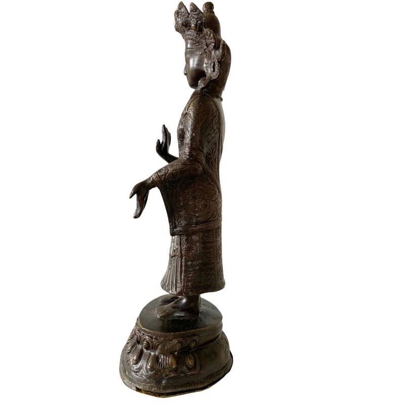 Standing Dipankara Buddha – Bronze, Himalayan Style, 43 cm – left-side view