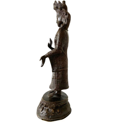 Standing Dipankara Buddha – Bronze, Himalayan Style, 43 cm – left-side view