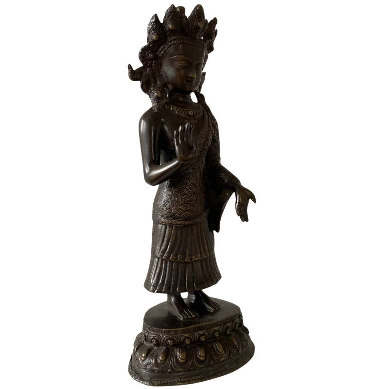 Standing Dipankara Buddha – Bronze, Himalayan Style, 43 cm – opposite three-quarter front view