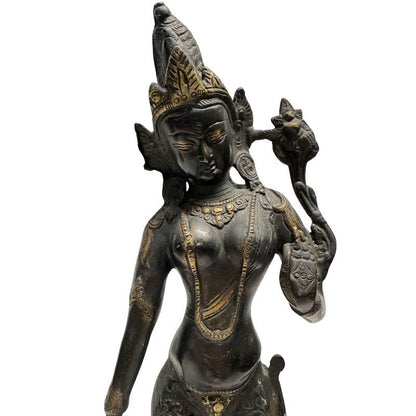Standing Tara – Bronze, Himalayan Style, 42 cm – close view of the upper section