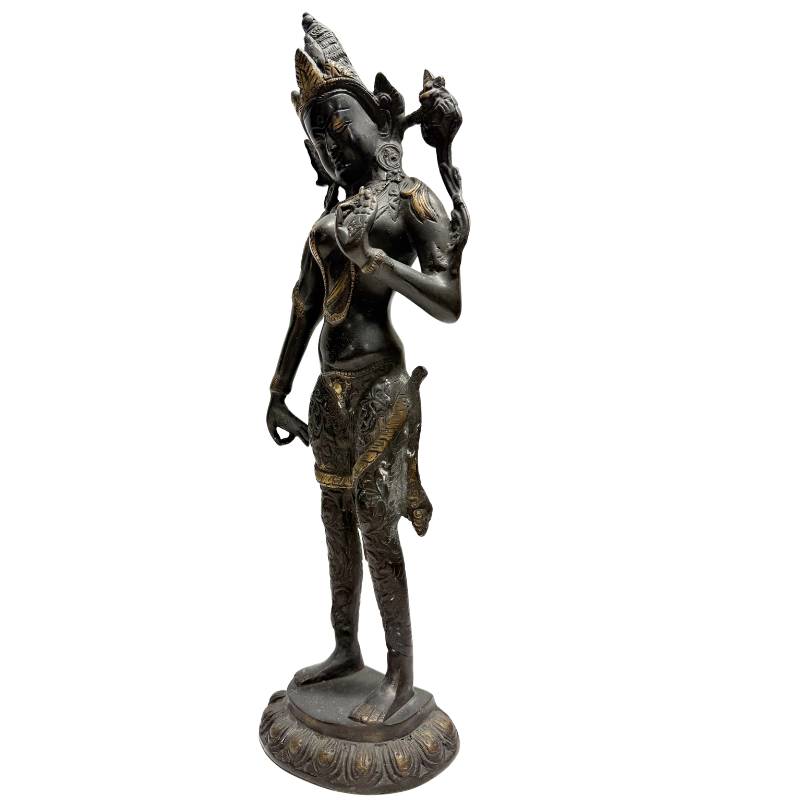 Standing Tara – Bronze, Himalayan Style, 42 cm – opposite three-quarter front view
