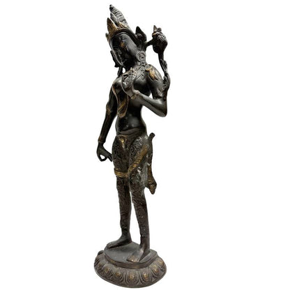 Standing Tara – Bronze, Himalayan Style, 42 cm – opposite three-quarter front view