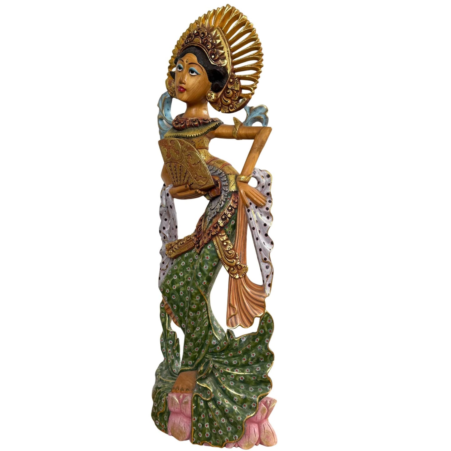 De indrukwekkende 71 cm Legong danseres als centraal statement piece voor een verfijnd interieur.