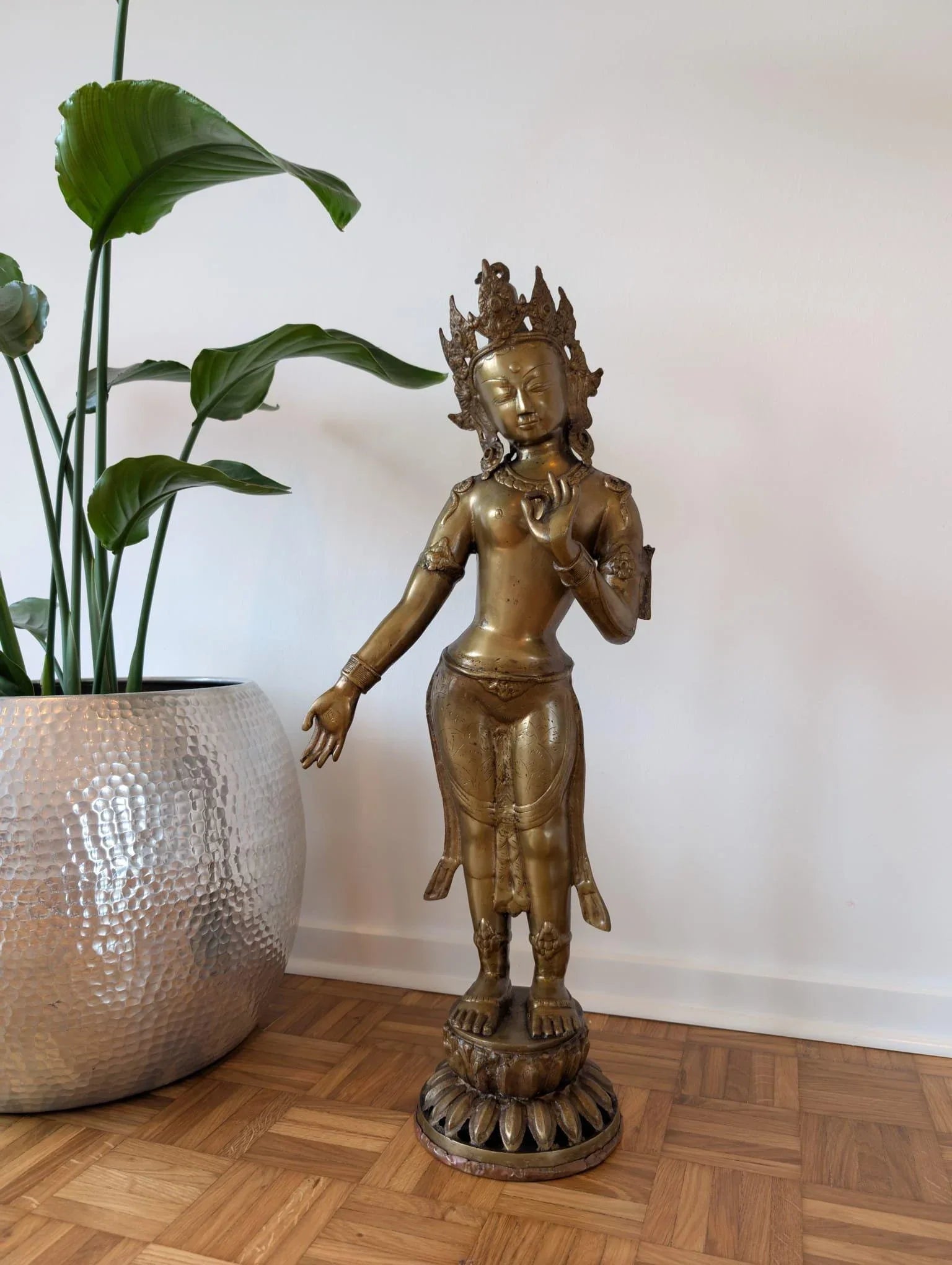 Tara beeld brons 78 cm Tibetaanse stijl groot staand