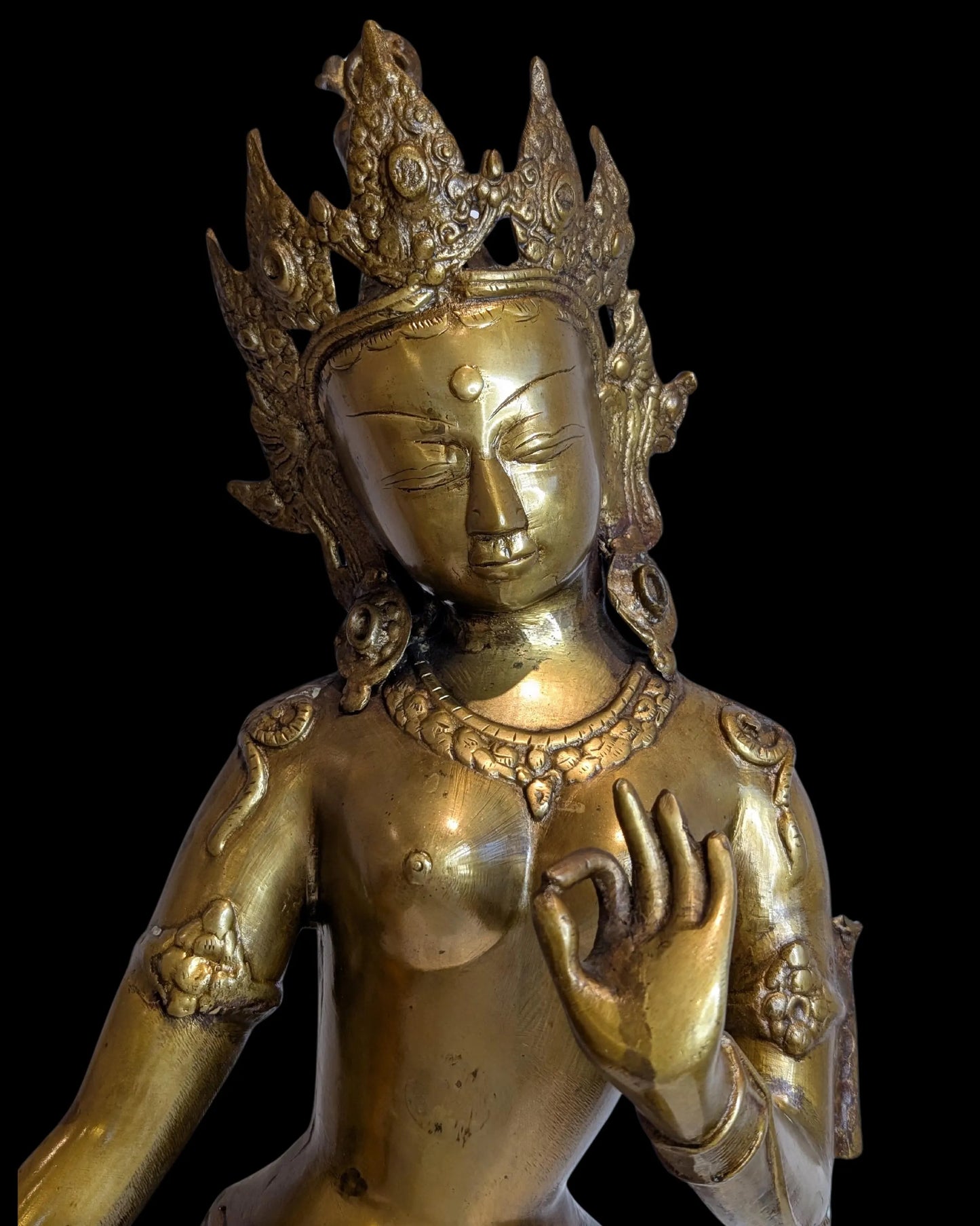 Tara beeld brons boeddhistische sculptuur Himalaya stijl met sieraden