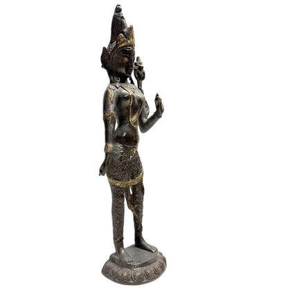 Standing Tara – Bronze, Himalayan Style, 42 cm – three-quarter front view