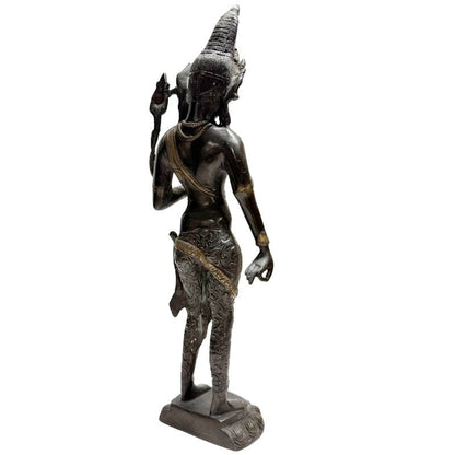 Standing Tara – Bronze, Himalayan Style, 42 cm – left three-quarter rear view