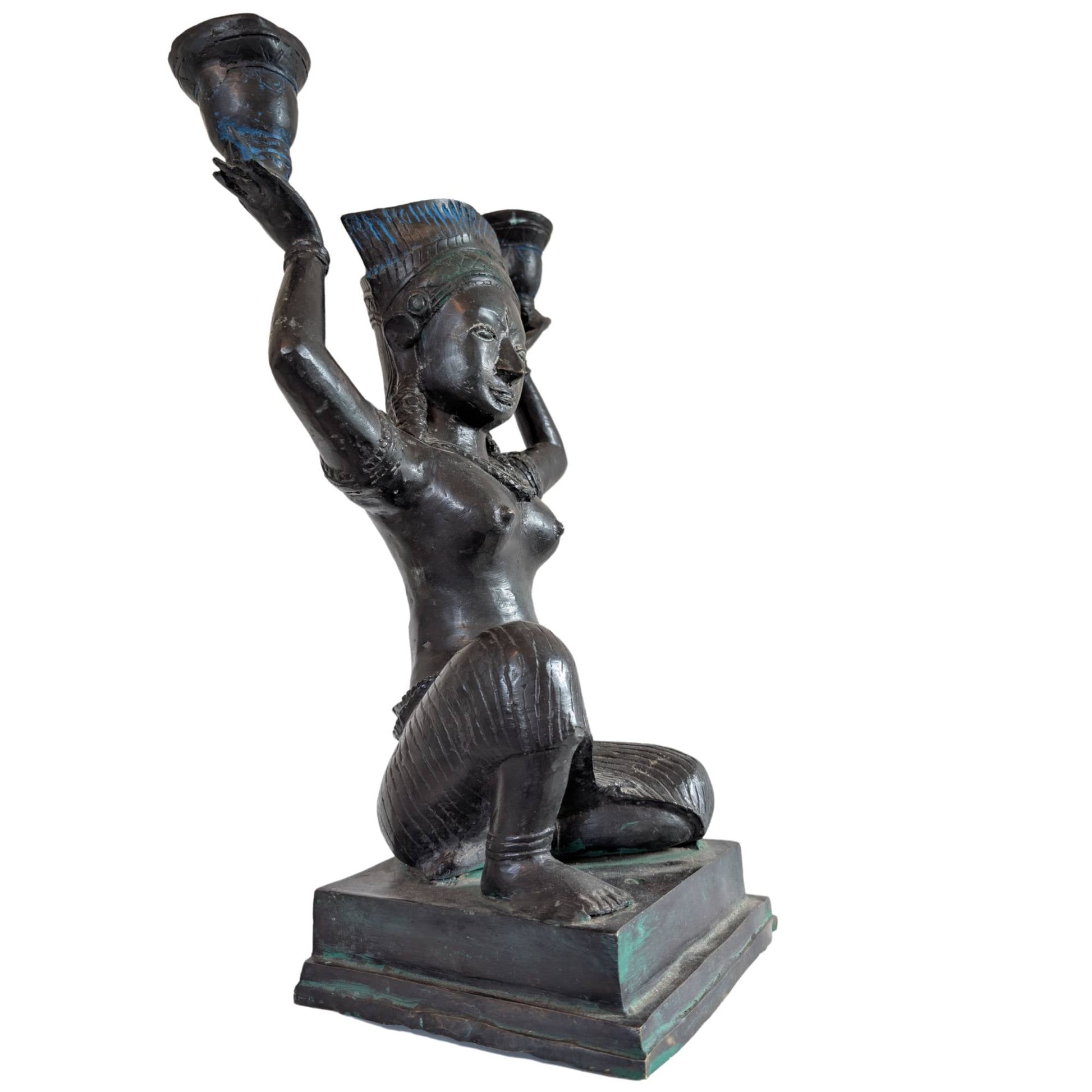 Tempeldanseres beeld brons kandelaar 47,5 cm hoog
