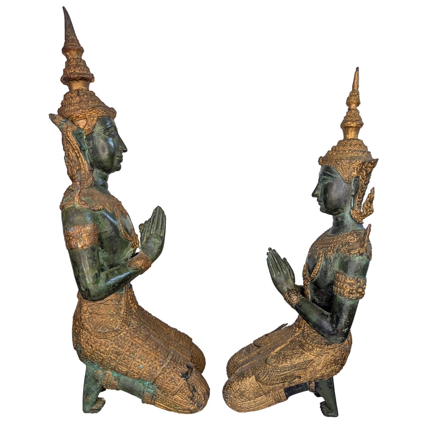 Tempelwachters van brons uit Thailand als decoratief religieus paar