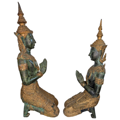 Tempelwachters van brons uit Thailand als decoratief religieus paar