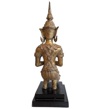 Thai Bronze Thepanom Devotional Figure in Kneeling Pose – rear view