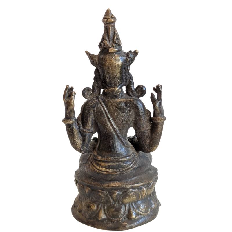 Rear view of the Thai Avalokiteshvara and naturally worn bronze surface