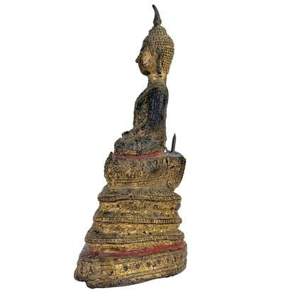 Thai Muchalinda Buddha – Gilt Bronze, ca. 1920–1950, 19 cm – underside and base view