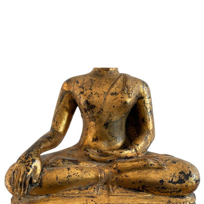 Detail of the Buddha's hands in Bhumisparsha Mudra and meditation posture