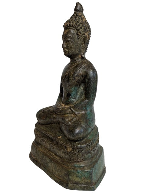 Hollow bronze base filled with traditional earth or clay