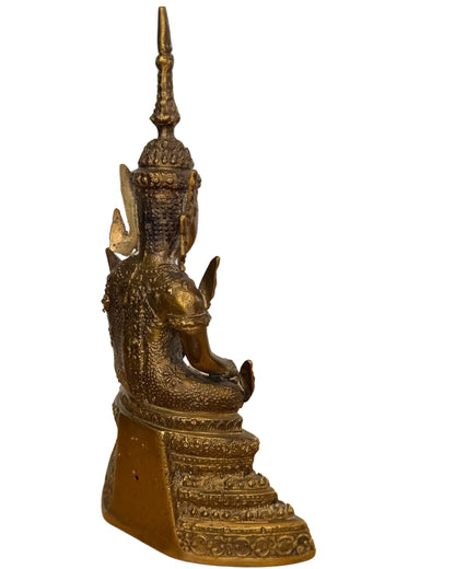 Thai Rattanakosin Buddha – Bronze, Bhumisparsha, 16 cm – three-quarter front view