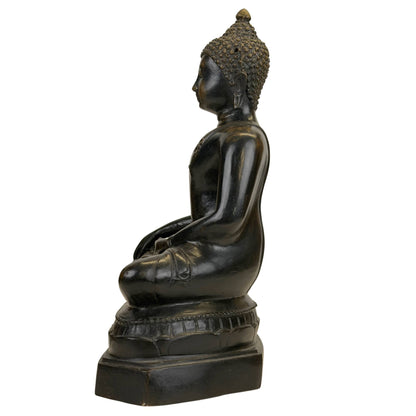 Thai Seated Buddha – Dark Patinated Bronze, 27.5 cm – right-side view