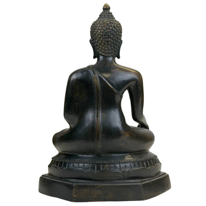 Thai Seated Buddha – Dark Patinated Bronze, 27.5 cm – rear view