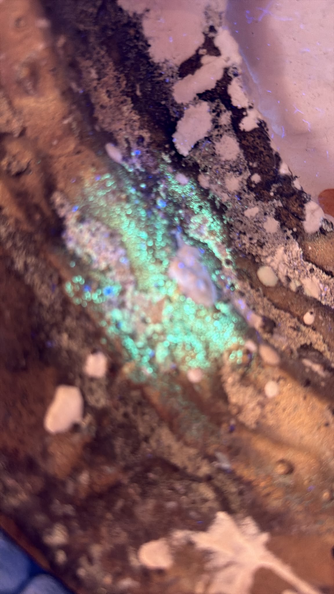 365 nm ultraviolet study of the interior and retained casting-core material