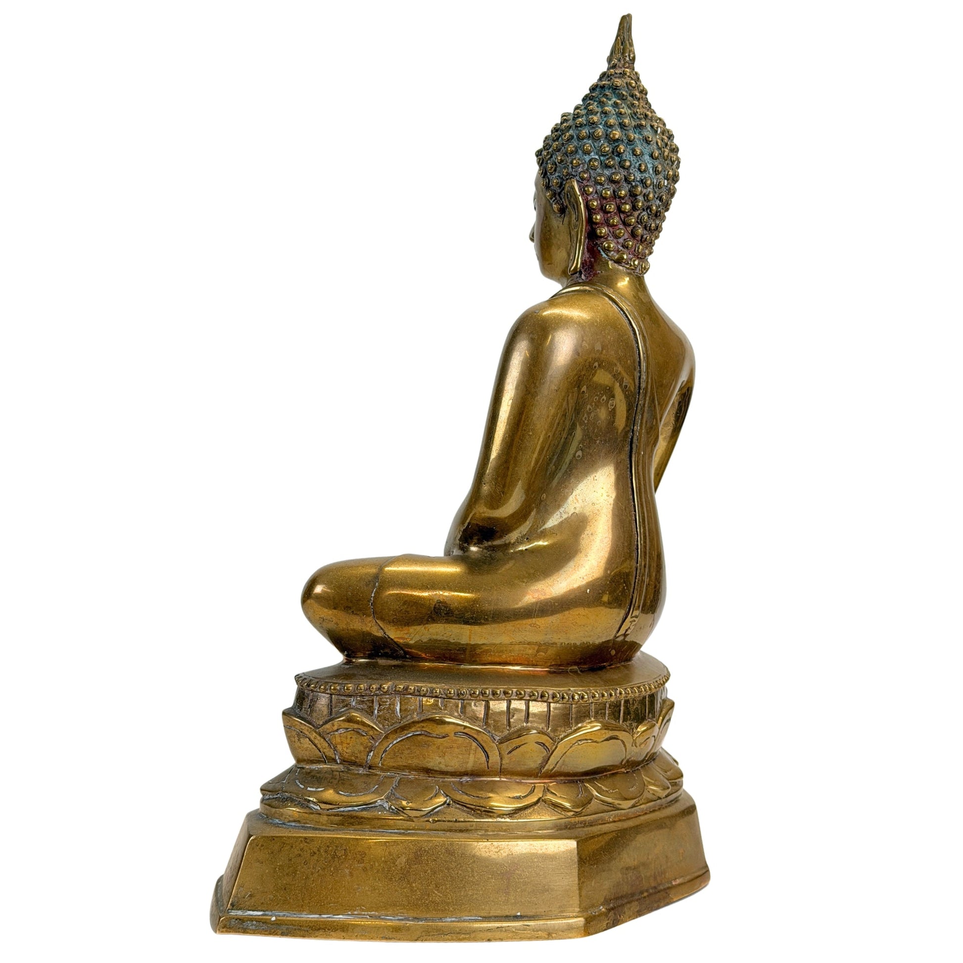 Rear three-quarter view of the antique Thai Shakyamuni Buddha