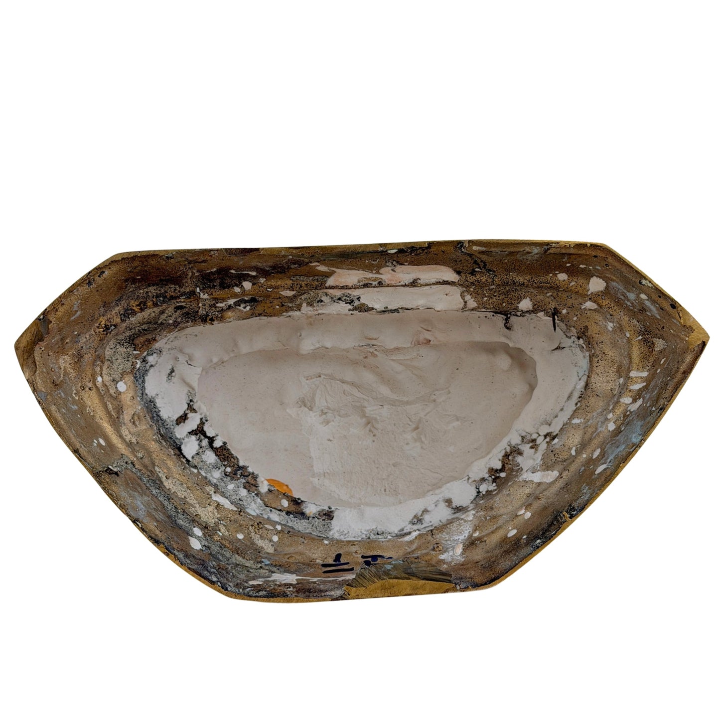 Underside of the Thai Shakyamuni Buddha showing the retained mineral casting core
