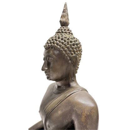 Right profile of the head of the 19th-century Thai bronze Buddha