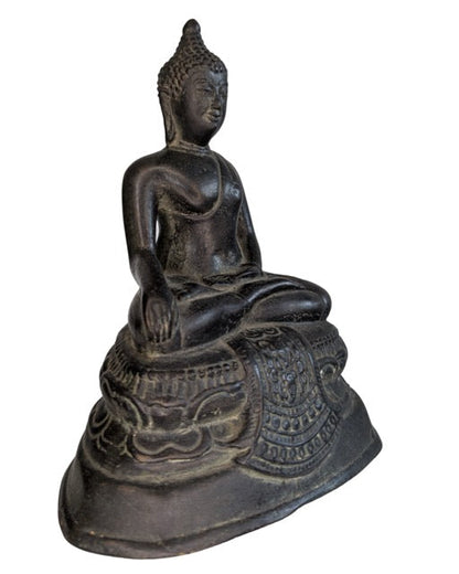 Thai Sukhothai-Style Buddha – Bronze, 20.5 cm – three-quarter front view