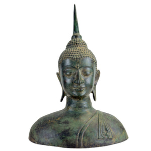 Thai Sukhothai-Style Buddha Bust – Bronze, 20th Century