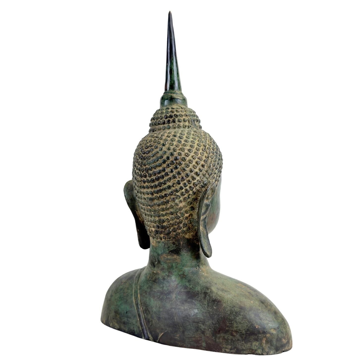 Thai Sukhothai-Style Buddha Bust – Bronze, 20th Century – left three-quarter rear view