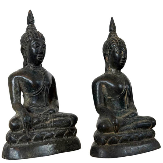 Thais Boeddhabeeld Bhumisparsha Mudra brons gepaard 13cm