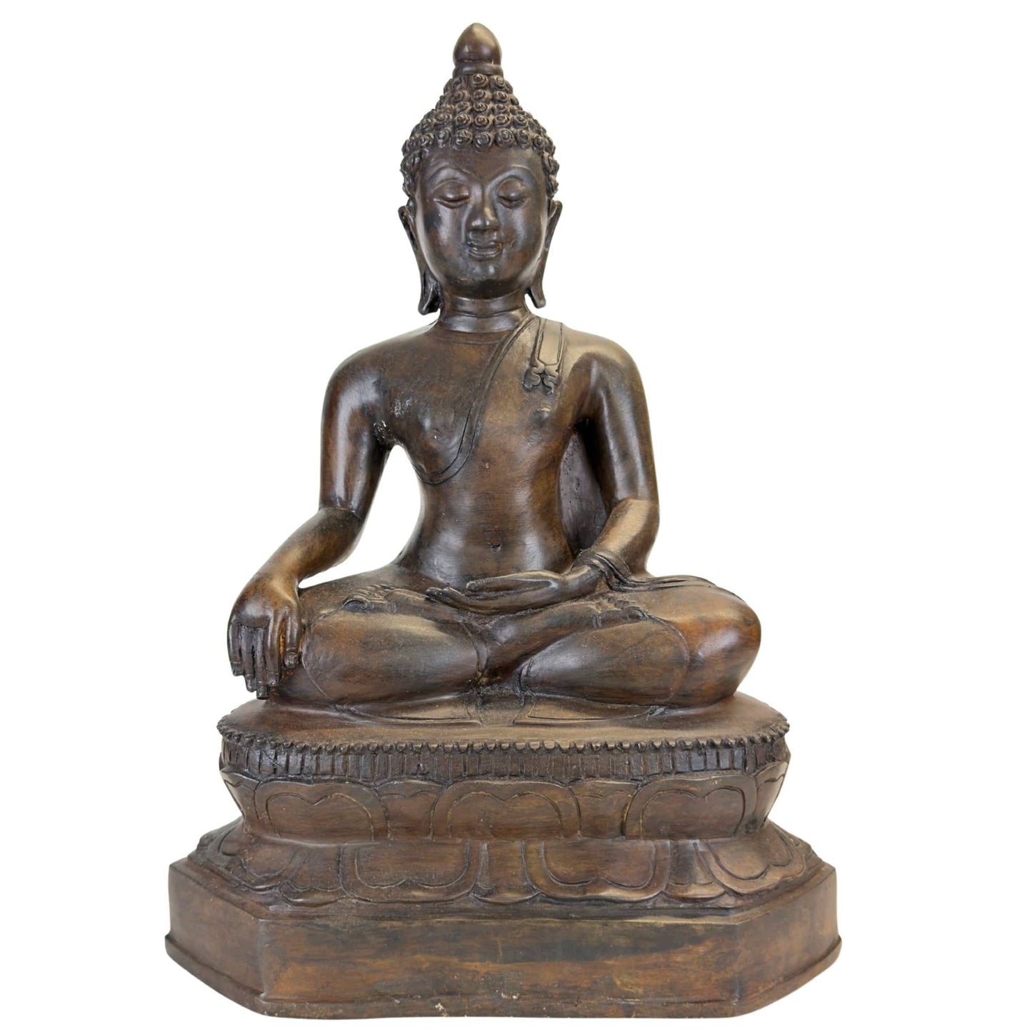 Monumentale Thaise Sukhothai Boeddha van 40 cm en 6 kg zwaar brons.