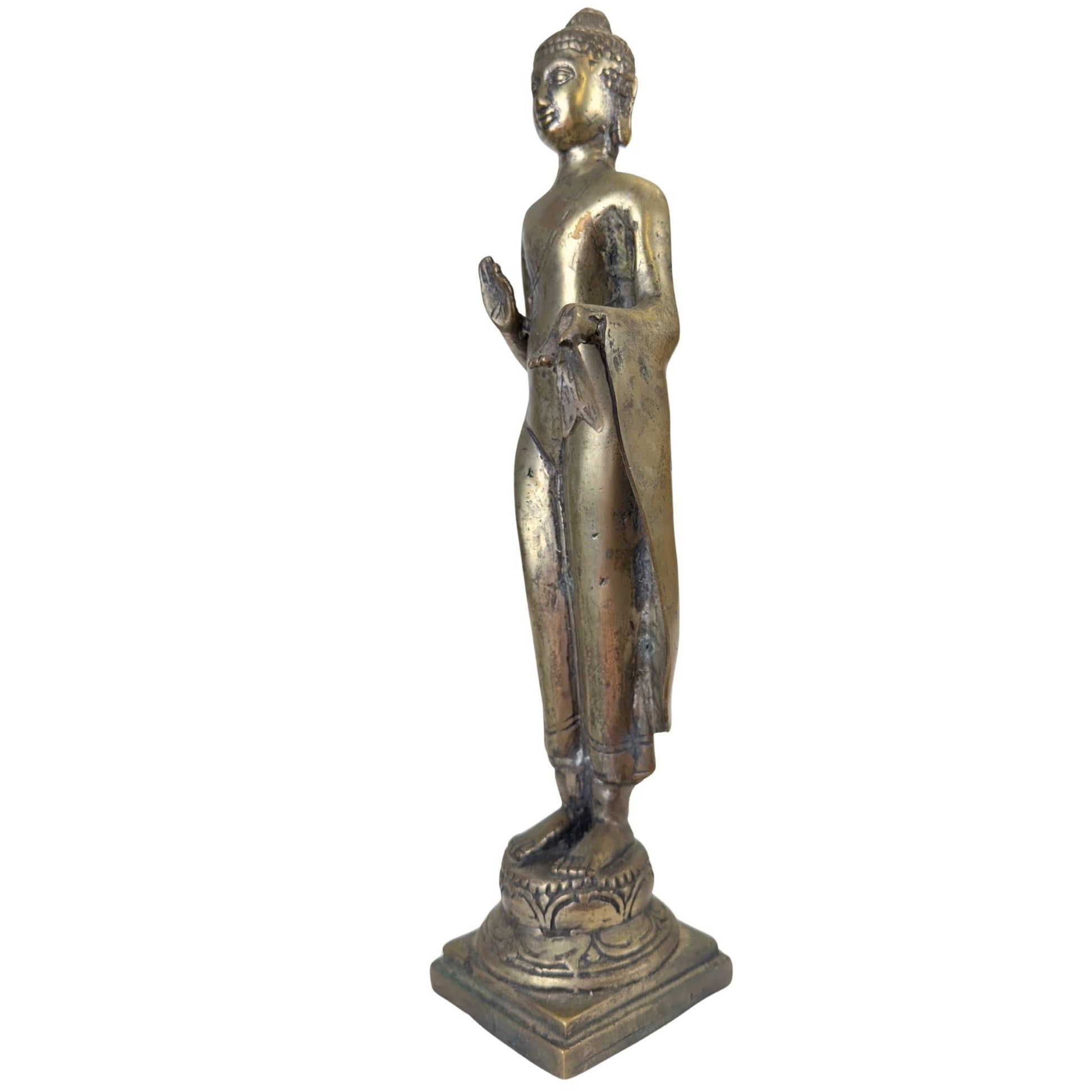 Bronzen tempelbeeld uit Thailand voor het versterken van moed en innerlijke kracht.
