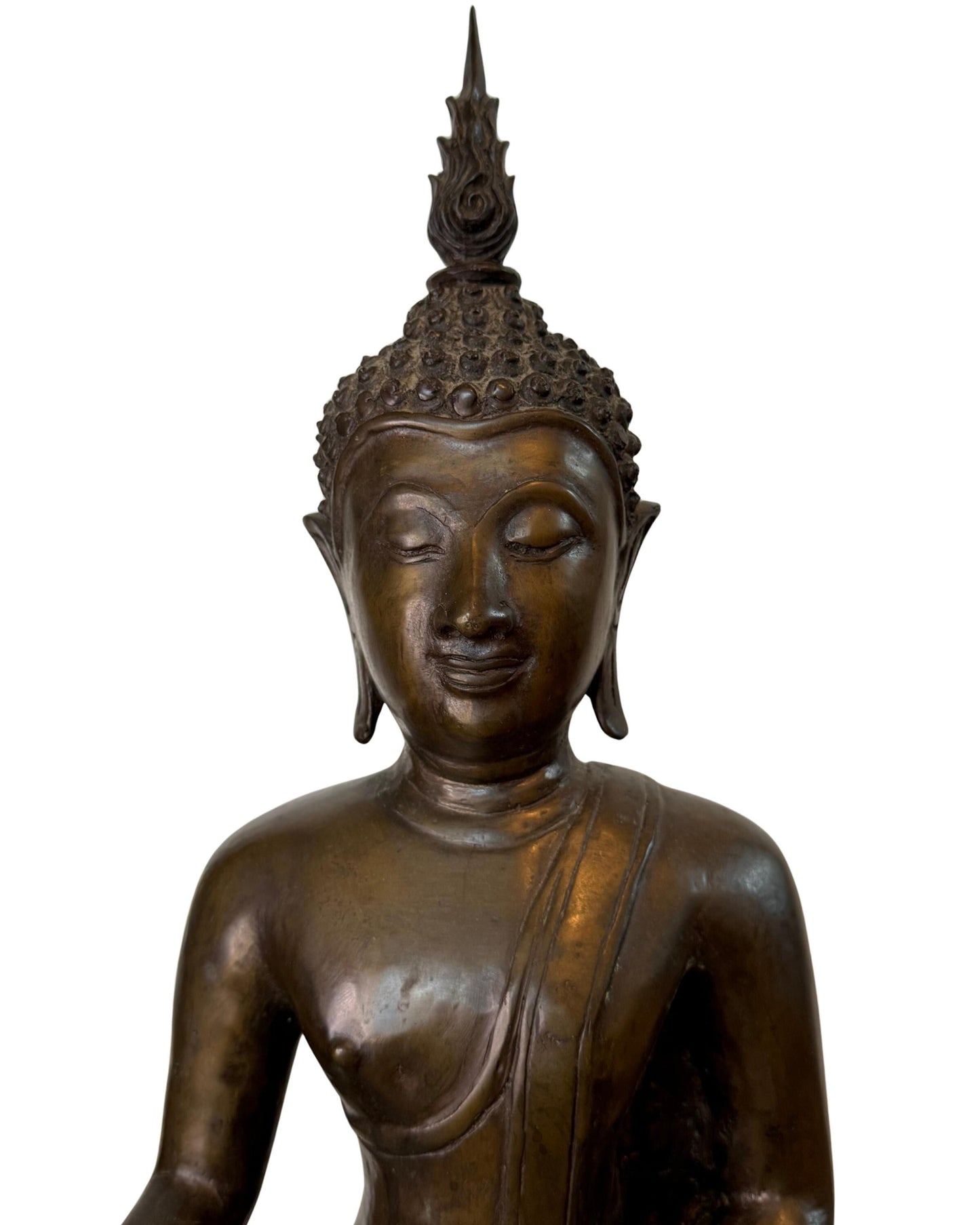 Thaise boeddha brons tempelbeeld groot en zwaar interieur object