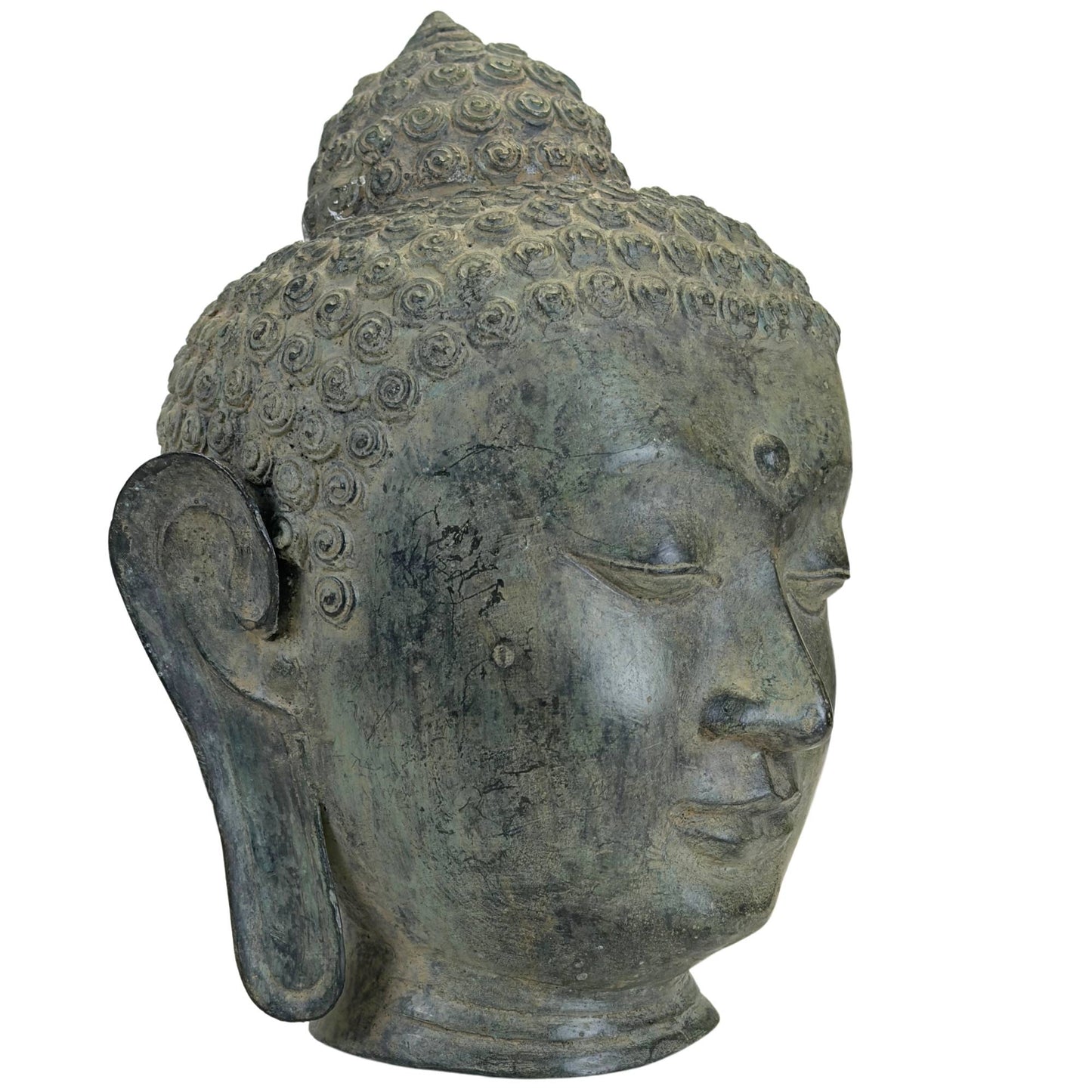 Handgemaakt bronzen Boeddha hoofd met klassieke Thaise uitstraling