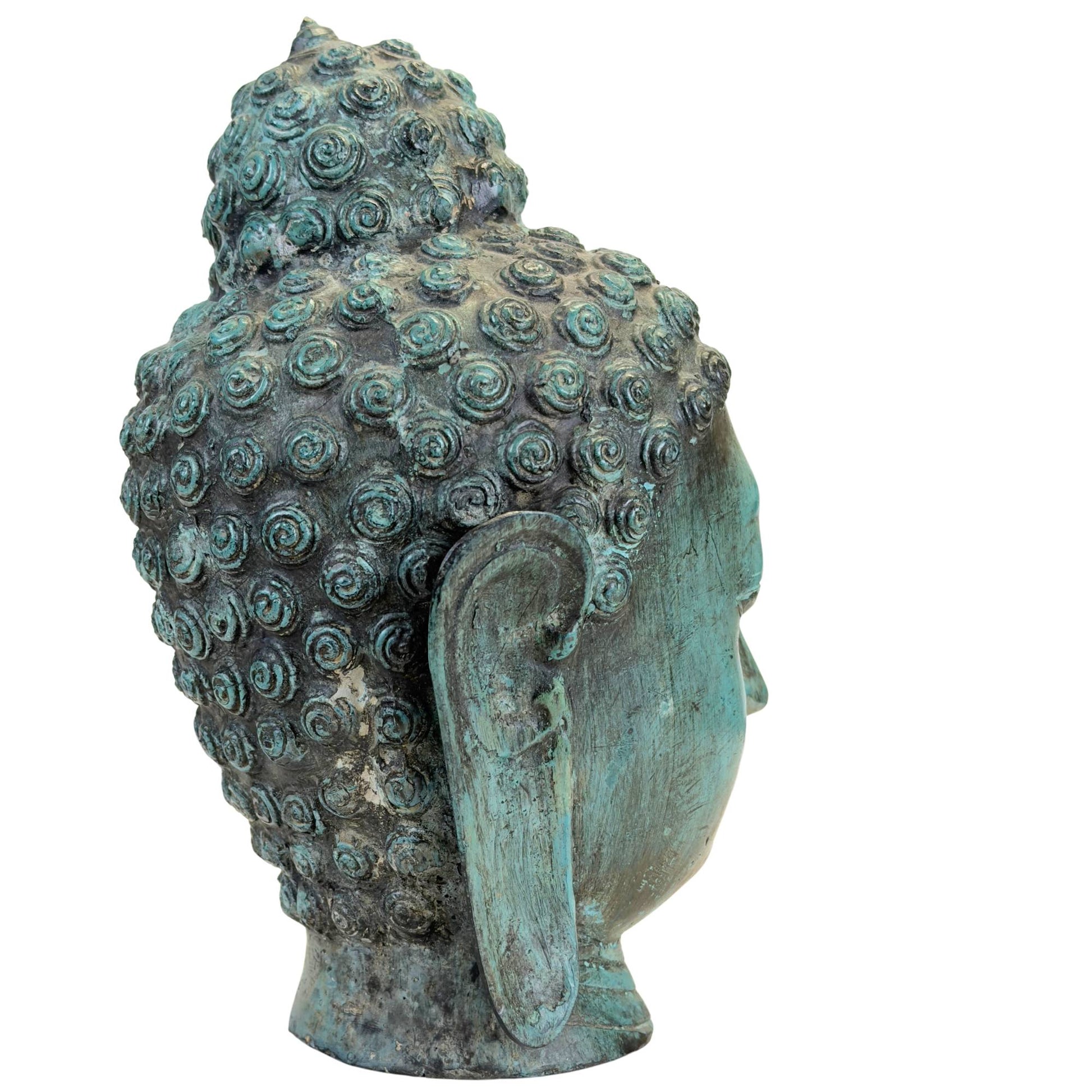 Thaise Boeddha sculptuur met turquoise verdigris patina