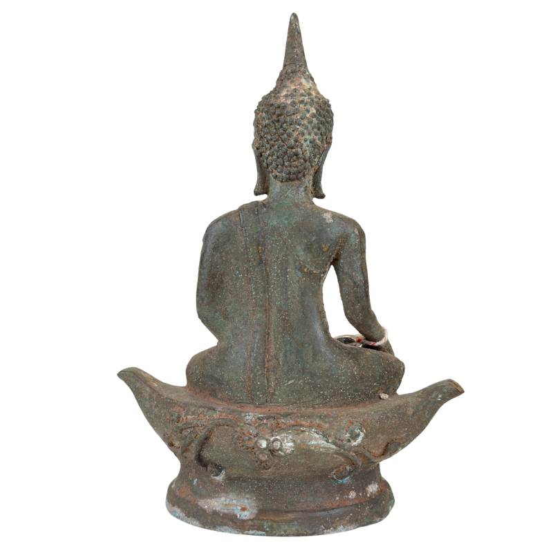 Thaise bronzen Boeddha met diepe rood en groene patina