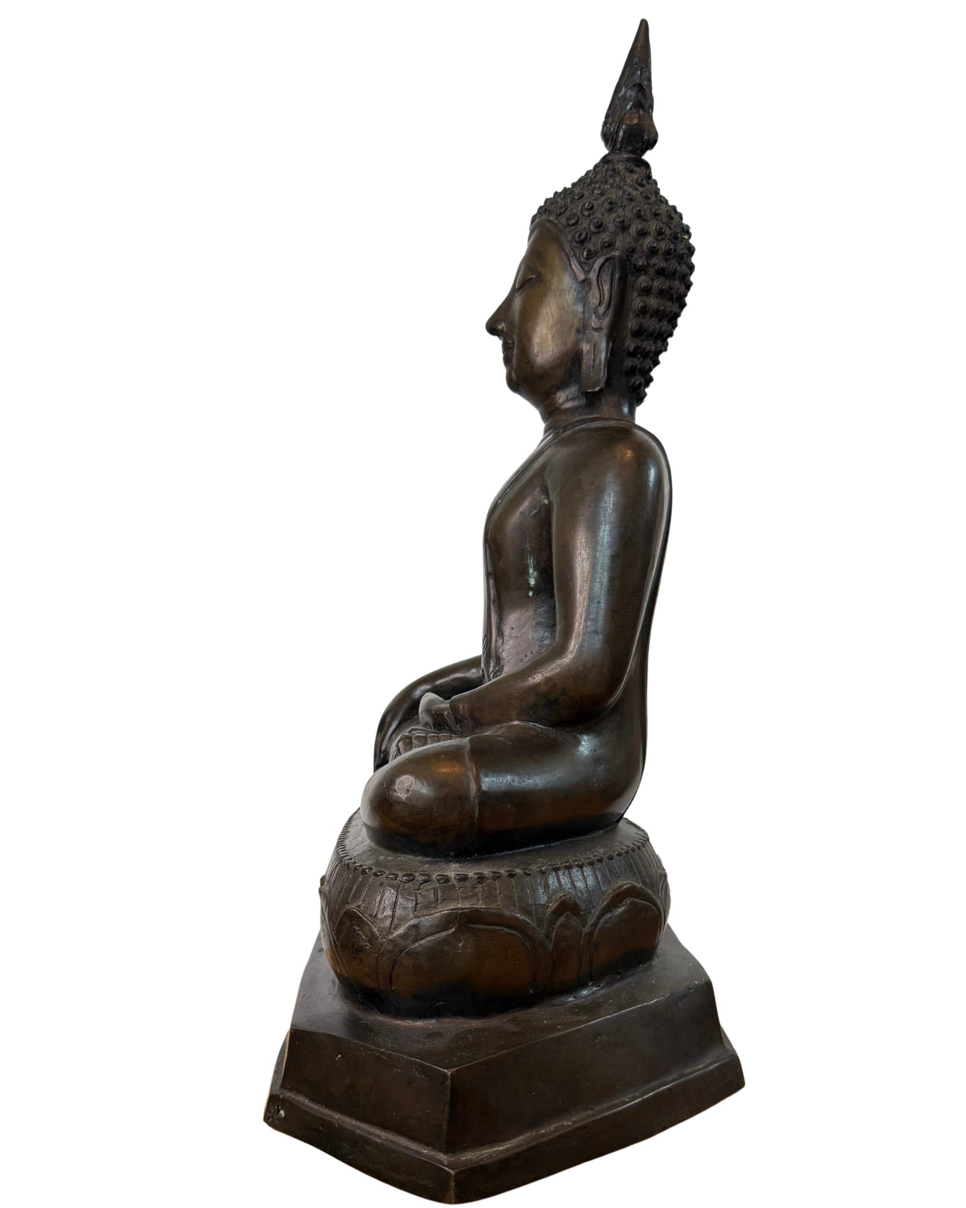 Thaise bronzen boeddha zwaar beeld 15 kg spiritueel object