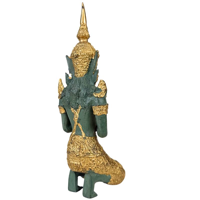Thaise knielende figuren set wai houding met goud afwerking